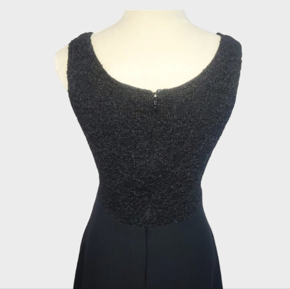 Vintage 90’s Black Lace Bodice Sleeveless Tiered Dress w/Wrap Sz 14 - Picture 6 of 9